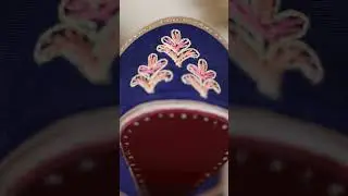 Navy Hand Embroidered Pure Leather Jutti | Multi-Colour Silk Thread Work Punjabi Jutti 🥿