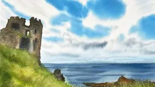 Unlock the Secrets of this Captivating Watercolor Landscape-Castle Ruin!