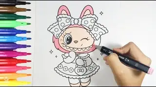 🎨 Coloring Labubu Princess Cute & Relaxing Drawing Tutorial Satisfying Coloring for Kids & Adults 👑✨