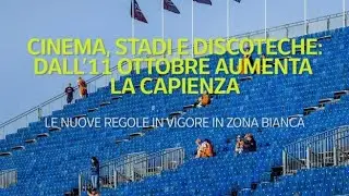 Cinema, stadi e discoteche: dall'11 ottobre aumenta la capienza