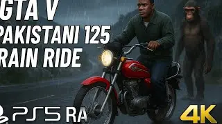 GTA V Pakistani 125 Bike Ride in Rain 🌧️ + Funny Monkey Scene | PS5 Pro 4K