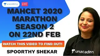 MAHCET 2020 Marathon | Season 2 | 22nd Feb | Watch this video to find out