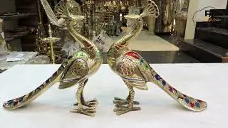 Brass Decorative Showpiece Peacock Pair More statue (AN252 B) || Home decor Animals statue ||