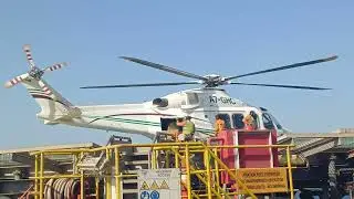 Offshore Rig in chopper landing crew change