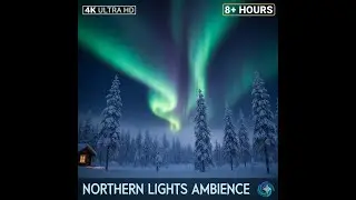 8+ Hours Snowy Forest Ambience - Northern Lights & Relaxing Winter Wind for Sleep & Study
