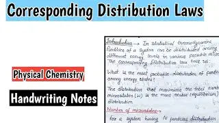 Corresponding Distribution Law with handwriting Notes| Lagrange Method | Statistical Thermodynamics