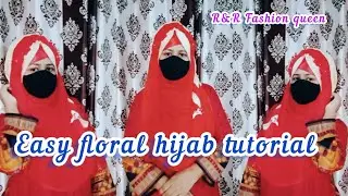 Easy floral hijab tutorial with suit ।। hijab style with two scarf   ।।