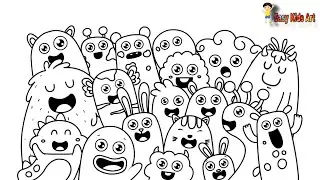 Doodle Art Holiday Poster | Cute Cartoon Drawing Tutorial