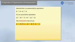 Some properties explaining Operations of Intersection