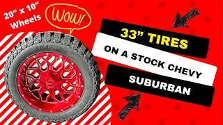 20x10 Impact Off-Road Red Milled Wheels with 33 inch Mud Terrain M/T Tires Stock 2021 Chevy Suburban