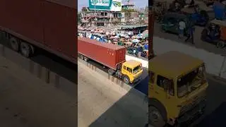 container cargo service on highway. #shorts #viral #cargo #service #container #video #funny #horn