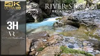 Virtual River Water Stream 4K | 3 Hours Full Background | No Music | Relaxing Soothing Gentle Sounds