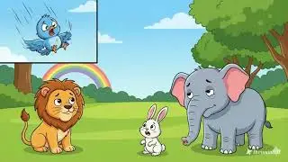 AI cartoon short jungle story.