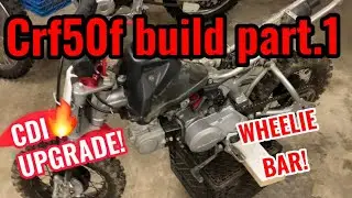 Crf50f build part.1(50 stunt upgraded cdi and wheelie bar)(found guy lost in the trail)