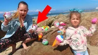 LOL Surprise Dolls Toy Hunt Challenge at the Beach -  Ruby Rube and Bonnie