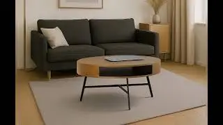 Runder Sofatisch Eiche 80cm mit Ablage Moderner Couchtisch HCA-111 f&uuml;r Wohnzimmer www.designimpex.de
