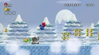 Super Mario Bros. in the cold obstacles and becomes a penguin