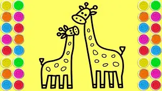 Satisfying Sand Art | How To Sand Painting of Cute Giraffe Mother & Baby | Easy Step By Step