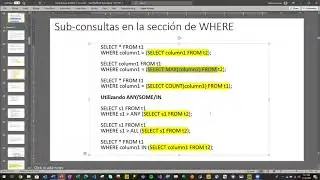 Subconsultas en SELECT/FROM/WHERE   Introducción