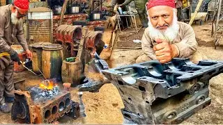 Amazing process of Complete Repairing Process Cracked 3 Cylinder Engine Block