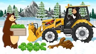 Farm Works - Yellow Tractor Battles the Snow! Farm Winter Adventure | Vehicles Farm
