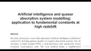 Artificial intelligence and quasar absorption system modelling; application to fundamental constants