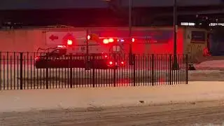 FDNY EMS AMBULANCE RESPONDING DURING WINTER STORM FERN ON 149TH STREET IN THE BRONX IN NEW YORK CITY