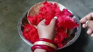 Devi maa ke naam per Mandar phool ka mala banaya# Gathal phool mala #like #share #subscribe