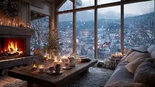 Silent Snowy Cabin Piano Night | Fireplace Ambience for Calm Mind
