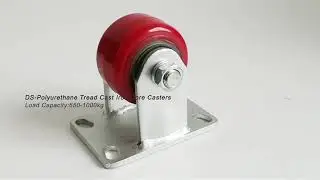 Polyurethane Tread cast iron core casters: 4&rdquo; Fixed Heavy Duty Caster Wheel