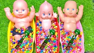 4 Minutes Satisfying Video | Mixing Funny Candy ASMR& Make Up in 3 Bathtubs with Magic M&M's Slime 1