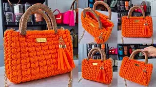 Uma Bolsa Fácil, Rápida e Indicada para o verão - Bolsa Iasmim - Bolsa de crochê com alça Rattan