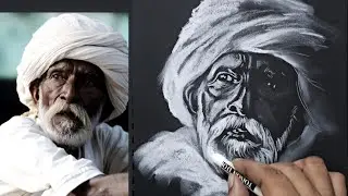 how to draw a portrait on black paper / step by step full tutorial / art artist drawing sketch