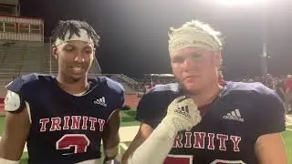 Postgame interview - Trinity Christian: (Left - Marcus Ramon-Edwards)(Right - Hunter Mastin)