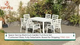 Space-Saving Aluminum Garden Furniture Set:Cushioned Seats,  Boxed for Shipping TFBD-504