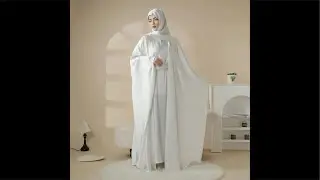 Black and white abaya for umrah with hijab niqab on big sale