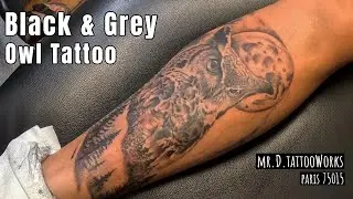 Black & Grey Owl Tattoo By: mr.D.tattooWorks