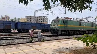 High Power WAG-9 Engine | Indian Goods Train at Full Speed