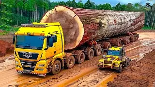 Extreme Dangerous Monster Logging Wood Truck Driving Skills | Powerful Machines And Heavy Machinery