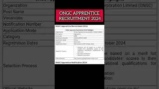 ONGC APPRENTICE RECRUITMENT 2024 🥳 #ongc #shorts #apprentice #youtubeshorts