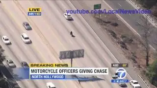 Police Chase - Motorcycle Freeway Chase June 5, 2013