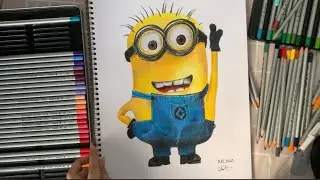 Drawing Despicable me| MINION | Drawing in square #1 | Anne Tiet