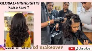 ￼Global+Highlights hair colour kaise kare?🤔 hair colour kaise kare full tutorial #highlights 