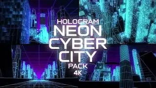 Hologram Neon Cyber City Pack 4k / Neon Futuristic Buildings Pack