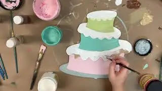 3 Layer Cake, Unfinished Wooden Cutout Craft, Paint by Line