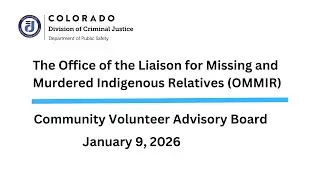 OMMIR  Community Volunteer Advisory Board   01 09 2026