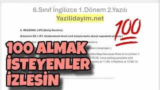 6.Sınıf İngilizce 1.Dönem 2.Yazılı