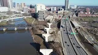 Highway construction of I71 in downtown Columbus Ohio.