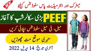 Scholarship in Pakistan 2022 for Matric, Intermediate Students| PEEF Scholarship for Sindh Students
