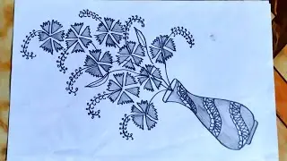 Easy and simple Flower Pot Drawing|Flower Vase drawing| How to draw flower pot drawing